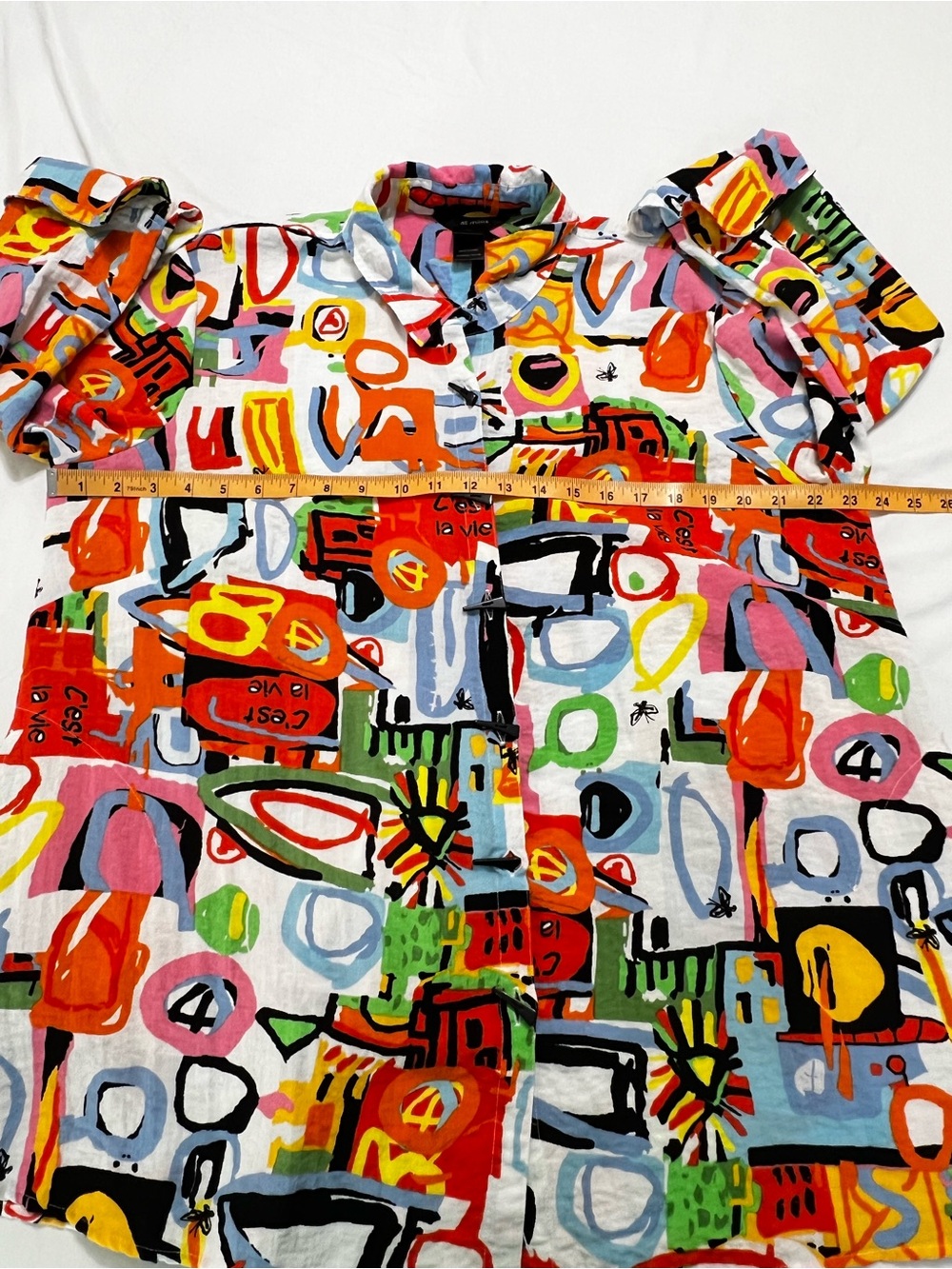 Ali Miles Multicolor Abstract Print Button-Up Swing Top Tunic XL - Picture 4 of 16